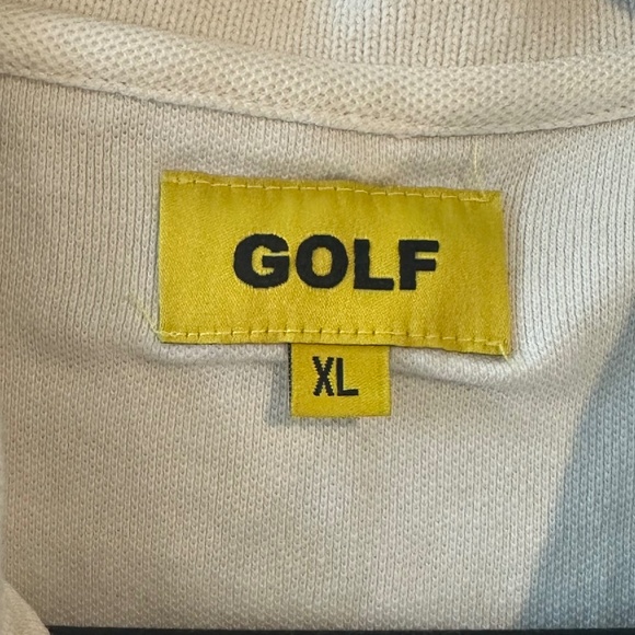 Men's GOLF WANG Navy/Sky Blue/White Ripple Knit Polo Shirt - Size XL - Picture 12 of 13